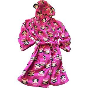 PAUL FRANK Small Paul kid's pink Julius the Monkey hooded fleece Bath Robe sz 3t